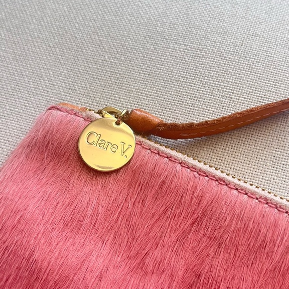 Clare V Foldover Pink Clutch Hair-On - Picture 3 of 6